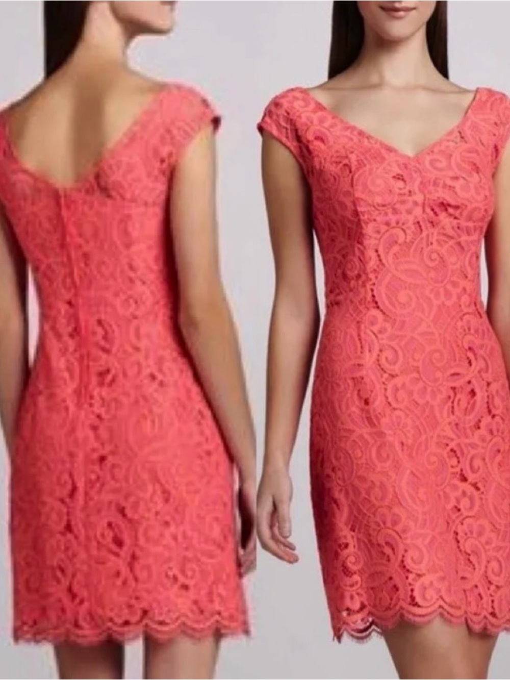 Lilly Pulitzer Rosaline Coral Lace V‑Neck Mini Dress